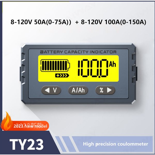 TY23 Batteriekapazierfähige Anzeige 8V-120V 50A 100A Coulomb Zähler Meter Batterie Volt Tester Li-Ion Lifepo4 Detektor Coulometer