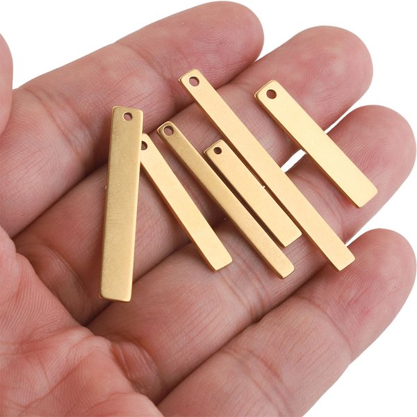 20 pièces en acier inoxydable plaqué or Rectangle longues boucles d'oreilles pendentif connecteurs pour la fabrication de bijoux fournitures collier en gros