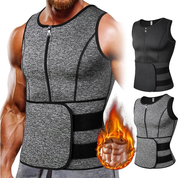 Neoprene Men's Shapers Sweat Vest for Men Waist Trainer Vest Adjustable Workout Body Shaper with Double Zipper for Sauna Suit