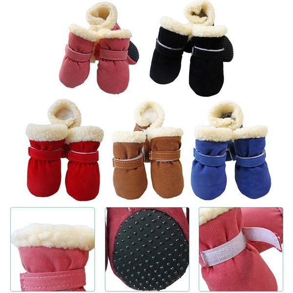 Chaussures imperméables pour chiens moyens 4 pièces bottes d'hiver pour petits chiens Chihuahua dents chaudes chaussettes pour chiots Yorkshire chaussette pour chien