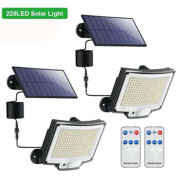 LED lumières solaires 228/328 extérieur PIR capteur de mouvement applique murale IP65 étanche réverbère avec télécommande pour l'éclairage de jardin