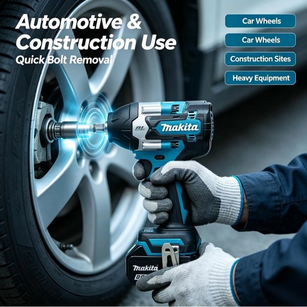 Makita DTW700 18V Bürstenloser Elektrischer Schlagschrauber 1000Nm Kabelloser Hochdrehmoment-Schrauber mit Variabler Geschwindigkeit, Auslöser und Auto-Stopp-Funktion für Autoreparatur und Mechanische