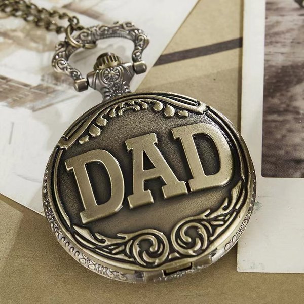 Montre de poche à Quartz Vintage en bronze sculpté pour papa, à la mode, pour offrir au père, meilleur pendentif, Collection cadeau, œuvre d'art