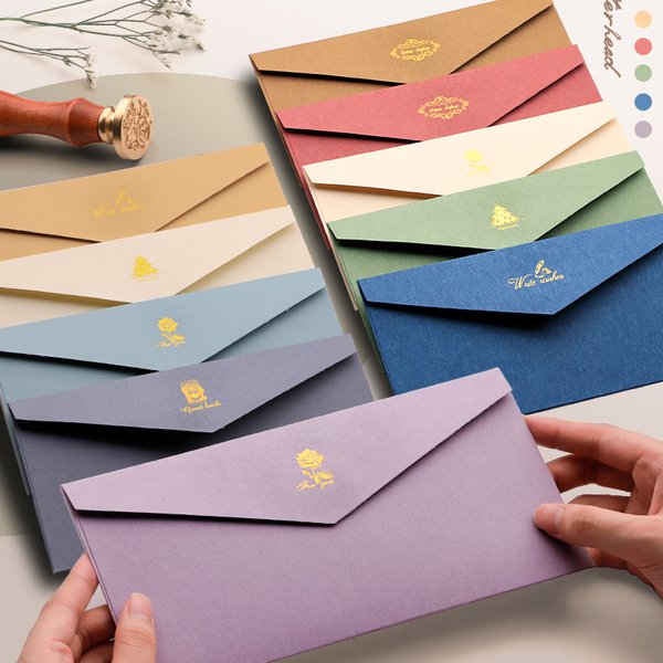5 Stück Vintage-Geschenkpapier, Umschläge, Briefpapier mit Siegelaufklebern für Postkarten, Grußkarten, Hochzeitseinladungen