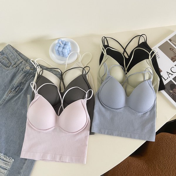 Sous-vêtements en coton pour femmes, hauts tubulaires, Sexy, couleur unie, soutien-gorge Push Up, écharpe de sport, débardeur confortable, Lingerie féminine