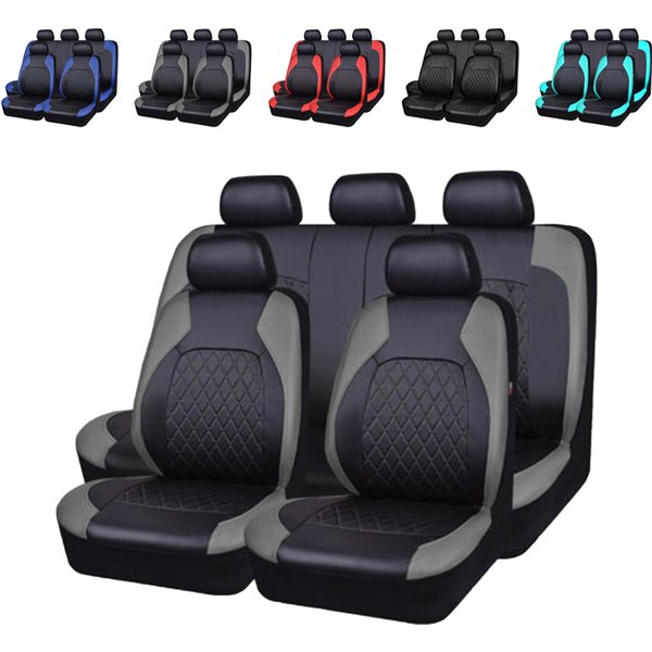 9-teilige Autositzbezüge, komplettes Set, wasserdichte, rutschfeste PU-Leder-Schutzhüllen, universelles Zubehör für Auto, LKW, Van, SUV