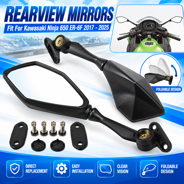 Fit For Kawasaki Ninja 650 2017 - 2025 Motorcycle Rearview Mirrors Ninja650 ER6F EX650 2018 2019 2020 2021 2022 2023 2024