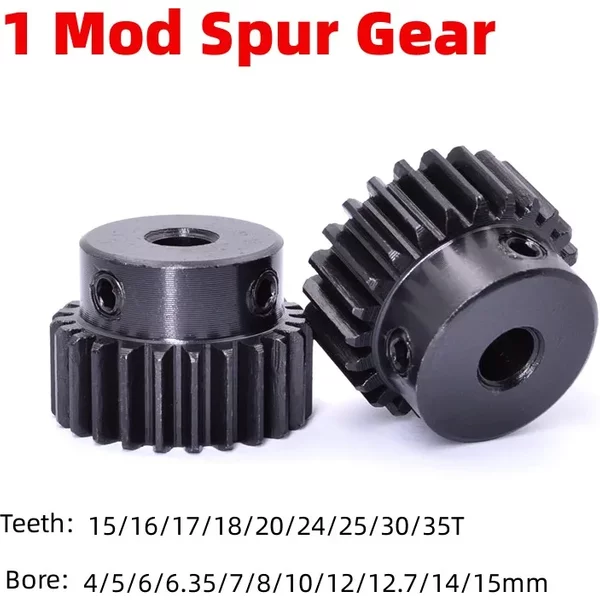 1 Stück 1Mod Stirnradgetriebe aus Metall, 4–15 mm Bohrung, 45 # Stahl 1m 15/16/17/18/20/24/25/30/35 Zahn Ritzel Motor Konvexes Zahnrad