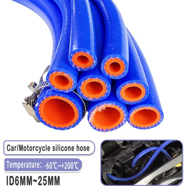 Auto-Warmluftrohr, Vakuum-Silikonschlauch, Ladeluftkühler, Wasserrohr, doppelschichtiger Klemmdraht, blau, Innendurchmesser 6, 8, 10, 12, 14, 16, 18, 20, 22, 25 mm