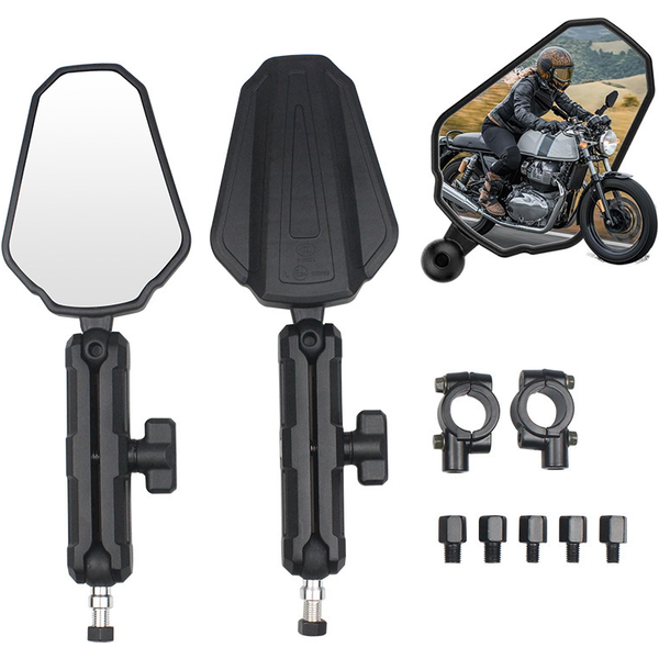 Rétroviseurs universels pour moto, angle réglable, pliables, pour guidon, compatibles avec les motos d'aventure, de cross, de route et les quads.