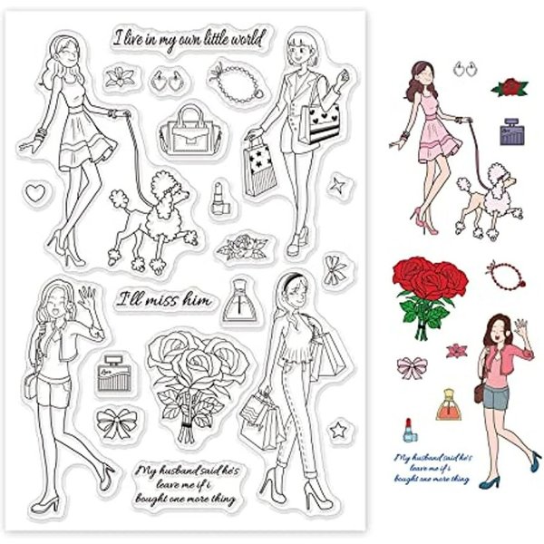 Shopping Lady – tampons transparents en Silicone, pour anniversaire, pâques, saint-valentin, fabrication de cartes, décor de Scrapbooking, DIY bricolage