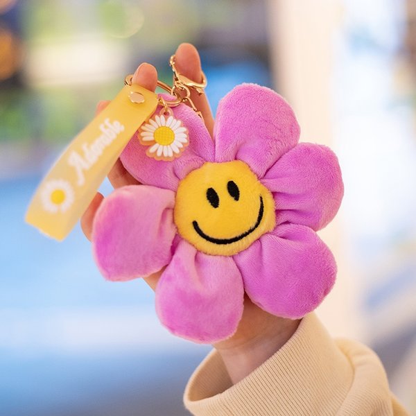 1Pcs Nette Sonnenblume Kleine Bunte Plüsch Spielzeug Tasche Schlüssel Kette Anhänger Puppe Schöne Mädchen Tasche Rucksack Plüsch Schlüsselanhänger