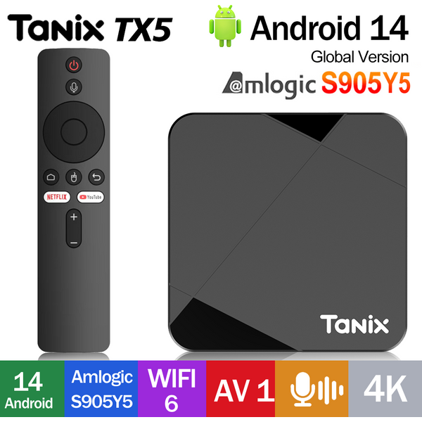 Tanix TX5 TV Box Android 14 Amlogic S905Y5 with 2G 16G 4G 32G 64G Support 4K Ultra HD Dual Wifi Set To 2T2R Wifi HDR Set Top Box