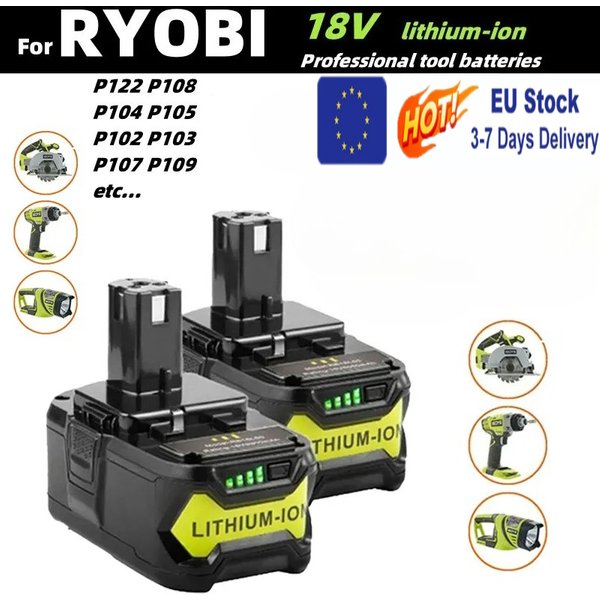 EU Schnellversand 18V Li-Ionen-Akku Ersatz für RYOBI P108 P104 P107 RB18L50 RB18L20 Kompatibel mit Ryobi ONE+ Kabellosen Elektrowerkzeugen Hochkapazitäts-Akku Lange Laufzeit Kein Speichereffekt