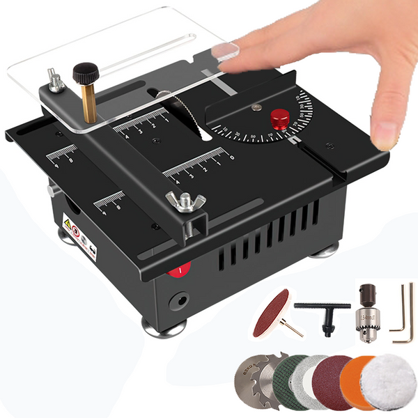 Multifunktionale Mini-Tischsäge 100W Desktop-Schneid- und Poliermaschine DIY-Bastelwerkzeug-Set für Holz, Acryl, PCB, Kunststoffmodellbau