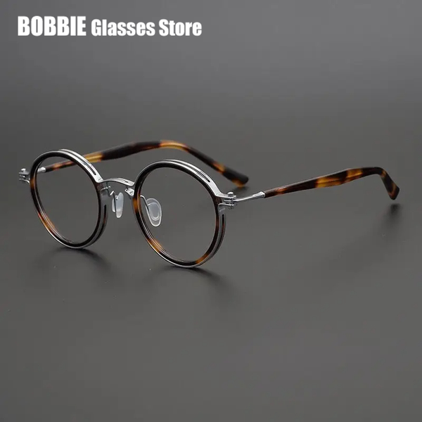Lunettes Rondes Rétro en Titane Ultralégères pour Homme et Femme, Monture Japonaise Faite à la Main, Mode Coréenne en Acétate, Qualité Supérieure