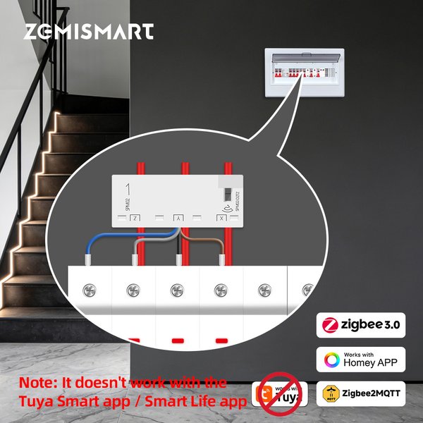 Zemismart Zigbee 3.0 Smart Energy Meter 63A 3-Phasen Echtzeit-Stromüberwachungssensor Unterstützt Home Assistant über Zigbee2MQTT ZHA