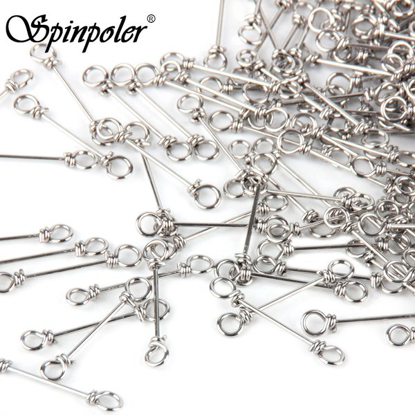 Spinpoler 50 stücke Köder Unterstützung Draht Frühling Pin Haken Edelstahl Schraube Nadel Lock Feste Für Weiche Wurm Köder Köder angeln Werkzeuge