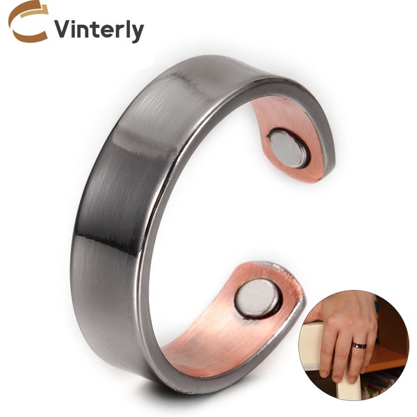 Vinterly – bague réglable en cuivre pour hommes et femmes, énergie de santé, magnétique, manchette ouverte minimaliste, bijoux pour soulager l'arthrite