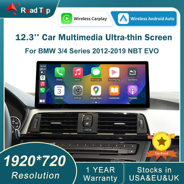 DE RoadTop 12.3 Wireless CarPlay Android Auto Multimedia Ultra-dünner Bildschirm für BMW Serie 3 4 F30 F31 F32 F33 F34 F36 2012-2019