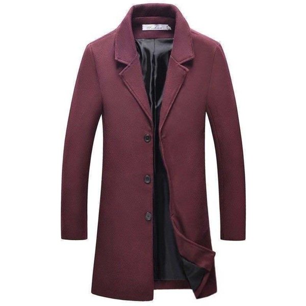 Men's Coat Autumn and Winter New Casual Long Windbreaker Jacket / Male Solid Color Single Breasted Trench Coat Jacket