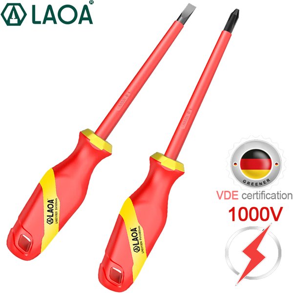 LAOA VDE Insulated Screwdriver S2 Insulation Phillips Isolation Current Electrician Cross Flat Screwdriver