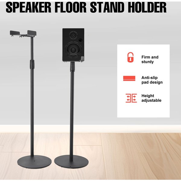 2 Stück Lautsprecherständer 5-140cm Runde Basis Klemmhalterung Verstellbar Universeller Surround-Sound-Lautsprecher Bodenständer 360° ° Verstellbarer Universeller Lautsprecherständer Bodenhalterung
