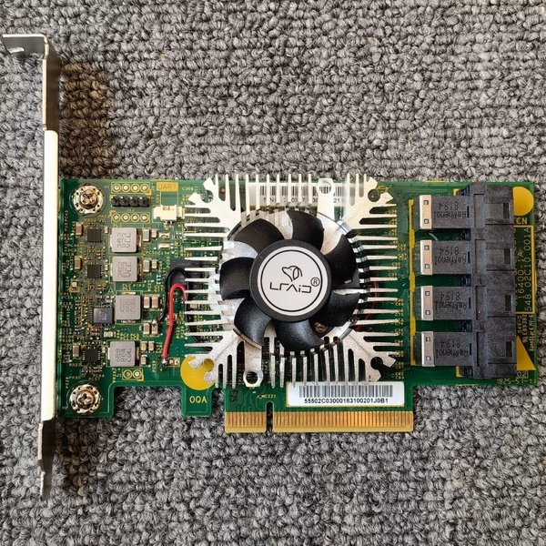 Carte HBA Lsi 9305‑16i SAS3216 PCI‑E3.0 X8 12Gb/s 16‑ports Mode IT 4×SFF‑8643 pour NAS TrueNAS Unraid, refroidissement par ventilateur modifié