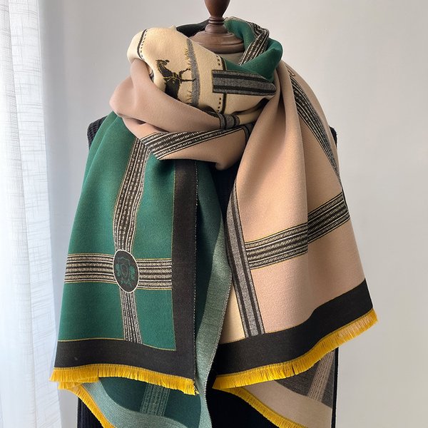 Herbst Winter Schal Frauen Pashmina Schals und Wraps Kaschmir Decke Warme Dicke Stolen für Dame Outdoor Bufanda 2023 Neue Druck
