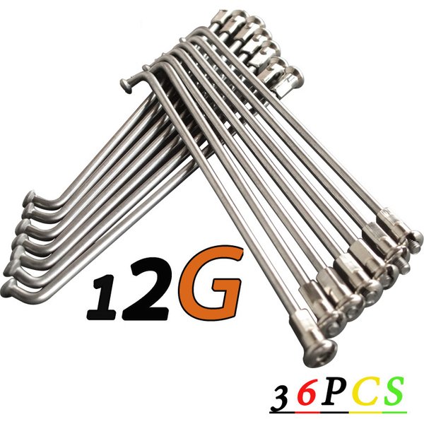 36 Pcs Bicycle Spokes & Nut 12G(2.55mm)/108/112/127/136/176/200/202/211/213/225MM 304 Stainless Steel Electric Bike DELT