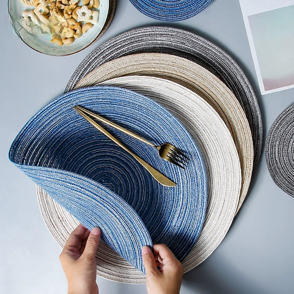Tapis de Table rond tissé en Ramie, 6 pièces, napperons antidérapants pour Table à manger, vaisselle antidérapante, tampons pour bol, sous-verres pour tasses de boisson de cuisine