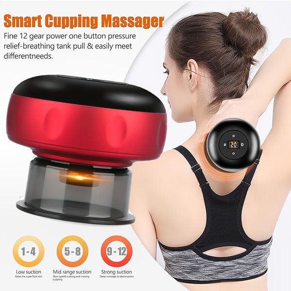 Smart Vacuum Cupper Body Cupping Scraping Massager Electric Heated Suction Cup Device Back Neck Arm Massager Relieve Fatigue
