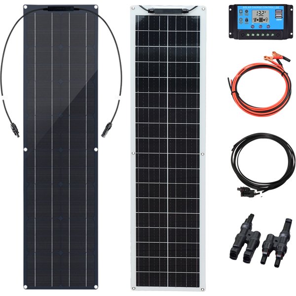 WUZECK Flexibles Solarpanel-Kit, Photovoltaik PV-Modul 50W und 100W Solar Panel Kit, Inselanlage für 12V/24V Batterien, Haus, Auto, Boot, Camping und Außenbereich