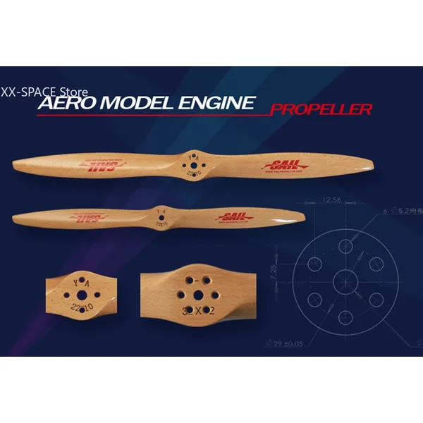 Segel-Buchenholz-CW-Propeller für Gasmotorflugzeuge 23, 24, 25, 26, 27, 28 Zoll, alle Arten von Größen
