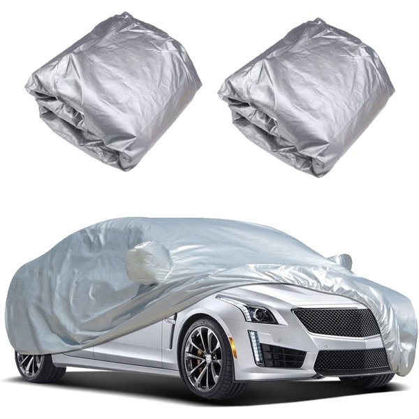 Volle Autoabdeckungen Schnee Eis Staub Sonne UV Schatten Abdeckung Universal faltbar Licht Silber Größe S-XXL Auto Auto Outdoor Schutzabdeckung