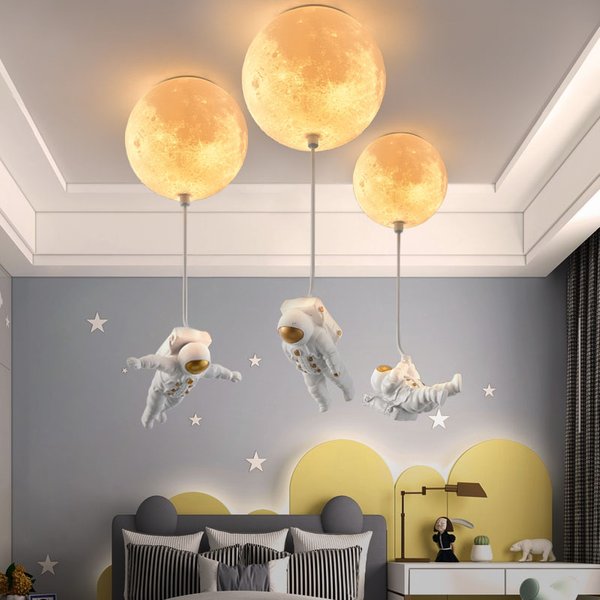 Moon ceiling light With Astronaut Dia 18cm/20cm/25cm astronaut lamp creative globe ceiling light For Kids Deco boy bedroom light