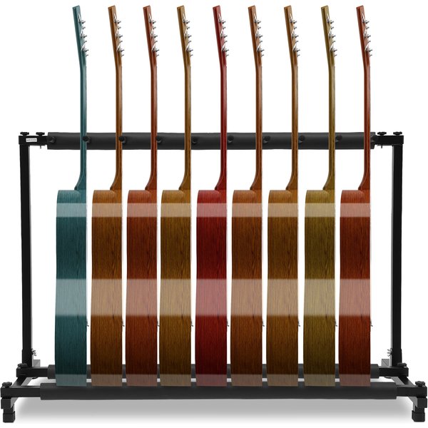 9-fach faltbarer Gitarrenständer, tragbarer Multi-Gitarrenständer mit gepolsterten Haltern für akustische E- und Bassgitarren, Studio und Heimgebrauch