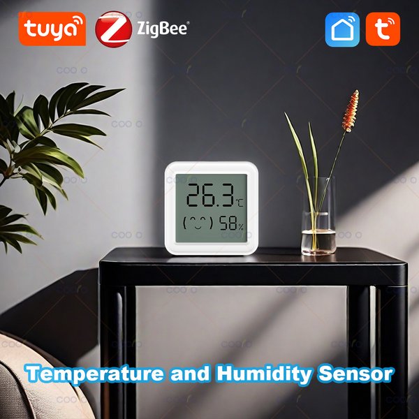 Mini czujnik temperatury i wilgotności Zigbee 3.0 z ekranem LCD, zdalne sterowanie przez aplikację, termometr przez Tuya Smart Life dla inteligentnego domu.