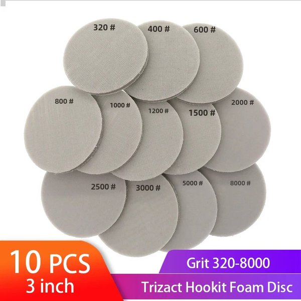 Disque en mousse Trizact Hookit 3 "75mm, éponge humide et sèche, disque de papier de verre grain 320-8000, tampon de polissage, papier de ponçage, outils abrasifs