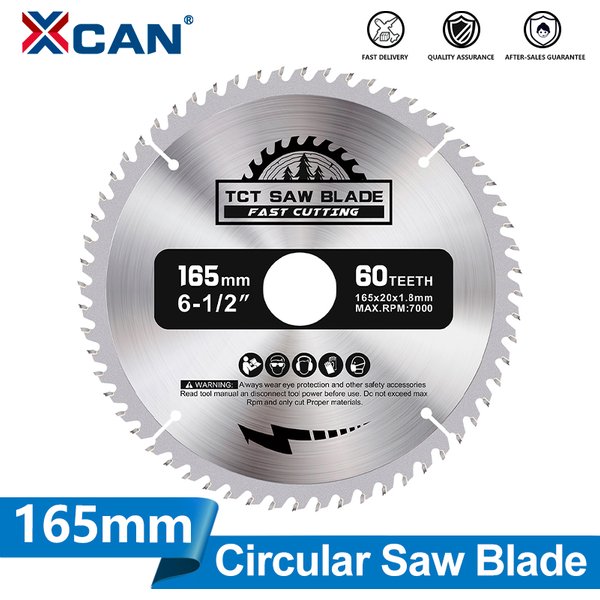 XCAN 165mm Kreissäge Klinge TCT Hartmetall Sägeblatt Für Holzbearbeitung Schneiden Werkzeuge Holz Trennscheibe 24/40/48/60T