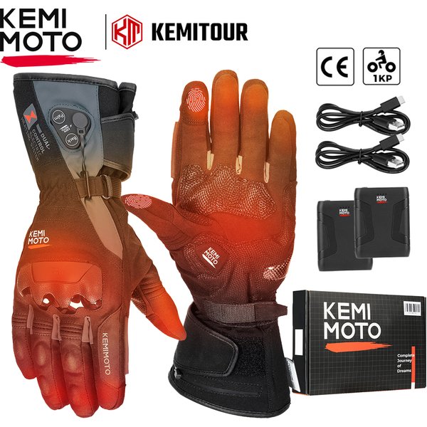 Gants chauffants pour moto KEMIMOTO, gants chauffants d'hiver pour moto, gants thermiques chauds, imperméables, rechargeables, pour motoneige