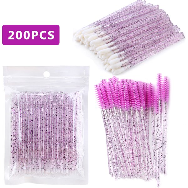 Pinceaux de maquillage jetables, 100/200 pièces, brillant à lèvres en cristal, microbrosse, baguettes de Mascara, applicateur, fournitures d'extension de cils, accessoires