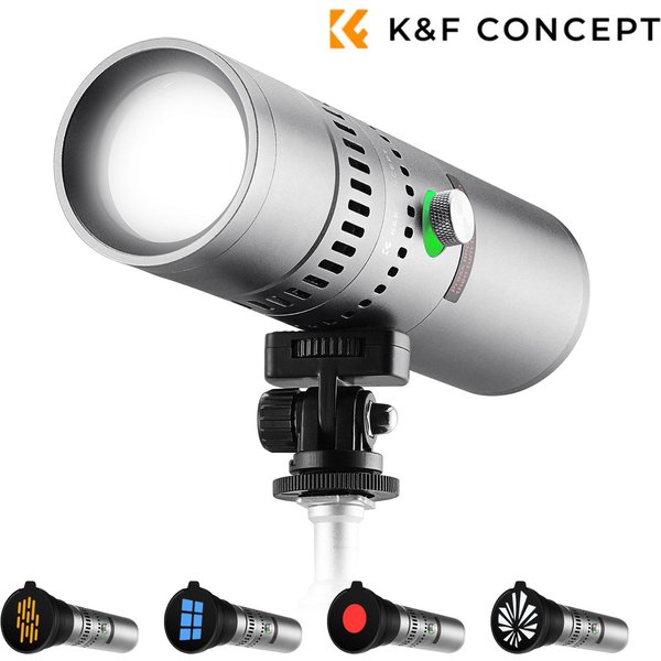 K&F CONCEPT SP25C 25W RGB Fotografie-Blitzlicht mit Stativ 20 Gobo 9000mAh Zoombarer Video-Spotlight 4000 Lux Studiolicht