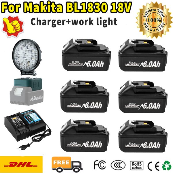 Für Makita BL1830 Batterie 18V 6000mAh Ersatz Batterie Für BL1860 BL1850 BL1840B Werkzeug Akku Mit ladegerät