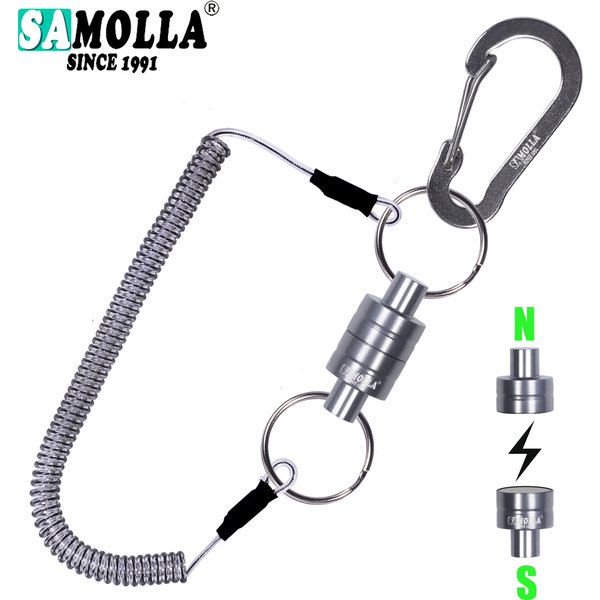 Support de libération de filet magnétique avec lanière enroulée, outils de pêche à la mouche, mousqueton à aimant puissant, boucle rapide, accessoires de corde Anti-chute