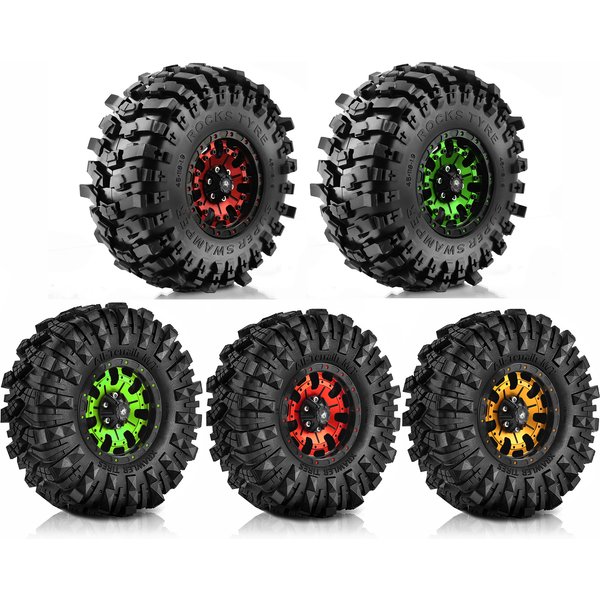 4PCS 110*38 MM 1.9' Wheel Rims Tires Set for 1:10 RC Rock Crawler Car TRX4 Axial SCX10 90046 Redcat Gen8 RBX10