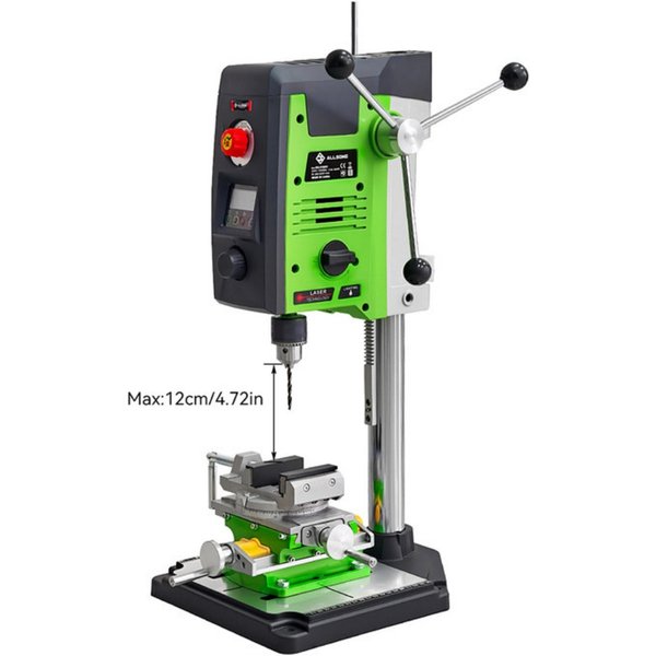 Allsome BG-518801+BG-6369 6-Gang 800 W Tischbohrmaschine mit 2-in-1-Fräsbohr-Präzisions-Schraubstock-Kombinationsset