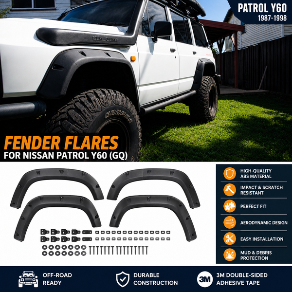 Pour Nissan Patrol Y60 GQ 1987-1998 – Kit d'extensions d'ailes en ABS noir mat style modifié – Protection tout-terrain