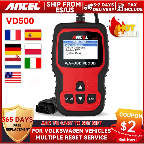ANCEL VD500 OBD2 Scanner Auto Diagnose Werkzeug Öl Service Reset EPB Bremse TP Check Klar DTC SRS für Audi für VW für Skoda Seat