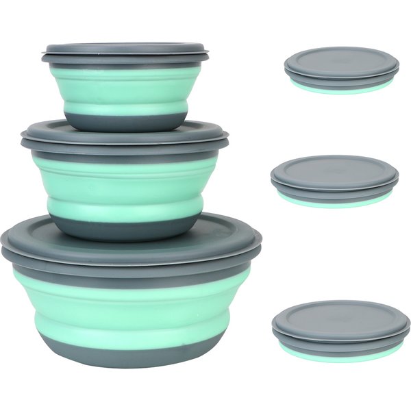 Ensemble de bols en silicone pliants portables avec couvercle, boîte à lunch pliante, bols à salade pliables, 3 pièces par ensemble